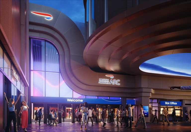 Venue Entrance with people walking outside