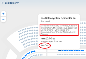 You can check seat descriptions for details such as steps by hovering over the seat or adding it to your basket.