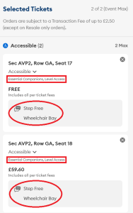 Selected Wheelchair Tickets